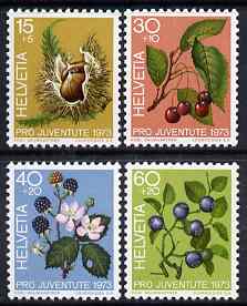 Switzerland 1973 Pro Juventute Fruits of the Forest set of 4 unmounted mint SG J241-44, stamps on fruit