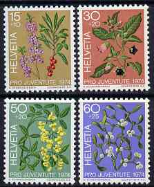 Switzerland 1974 Pro Juventute Fruits of the Forest set of 4 unmounted mint SG J245-48, stamps on 