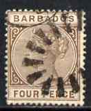 Barbados 1882-86 QV 4d brown Crown CA fine used SG 98/9, stamps on , stamps on  qv , stamps on 