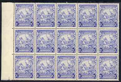 Barbados 1938-47 Badge of Colony 2.5d ultramarine block of 4 unmounted mint SG 251, stamps on 