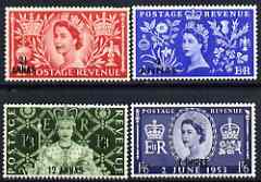 British Postal Agencies in Eastern Arabia 1953 Coronation set of 4 mtd mint SG 52-55, stamps on coronation, stamps on royalty
