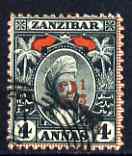 Zanzibar 1897 Surcharged 2.5a on 4a fine used, SG 177, stamps on 