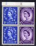 Great Britain 1960-67 Wilding 3d/1d Crowns phos (s/ways wmk) booklet pane of 4 with cyl numbers unmounted mint, stamps on 