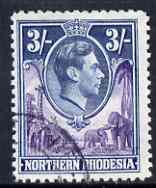 Northern Rhodesia 1938 KG6 3s violet & blue fine cds used, SG 42, stamps on , stamps on  kg6 , stamps on 