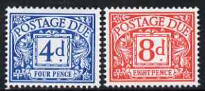 Great Britain 1968-69 Postage Due No wmk set of 2 (4d & 8d) unmounted mint, SG D75-76, stamps on 