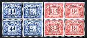Great Britain 1968-69 Postage Due No wmk set of 2 (4d & 8d) blocks of 4 unmounted mint, SG D75-76, stamps on 