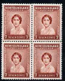 Newfoundland 1932-38 Queen Mother 7c block of 4 unmounted mint SG 226, stamps on royalty, stamps on queen mother