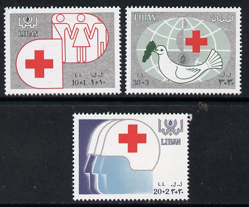 Lebanon 1988 Red Cross set of 3 unmounted mint, SG 1308-10, stamps on , stamps on  stamps on medical    red cross