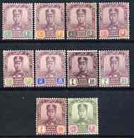 Malaya - Johore 1910-19 Sultan set complete, 50c very lightly used rest mounted mint, SG78-87 cat \A3250, stamps on 