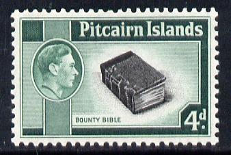 Pitcairn Islands 1940-51 KG6 Bounty Bible 4d unmounted mint SG5b, stamps on , stamps on  kg6 , stamps on religion