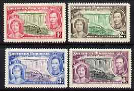 Southern Rhodesia 1937 KG6 Coronation perf set of 4 mounted mint, SG 36-39, stamps on , stamps on  kg6 , stamps on coronation, stamps on railways, stamps on waterfalls