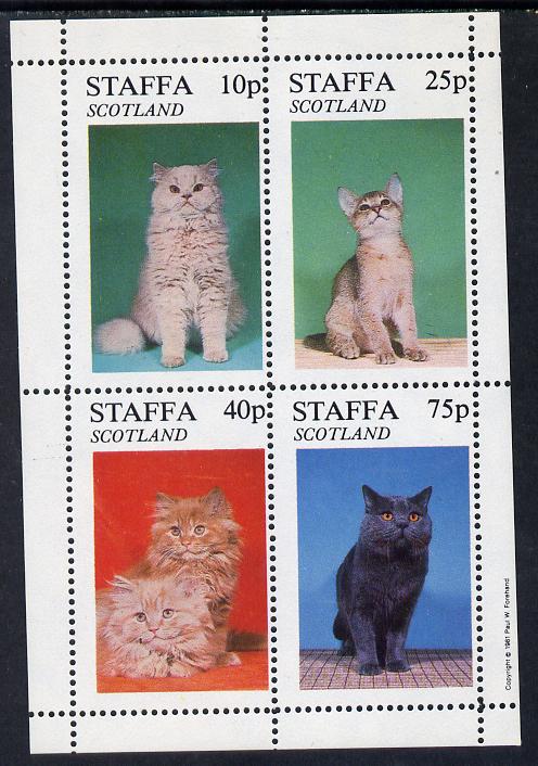 Staffa 1981 Cats perf  set of 4 values (10p to 75p) unmounted mint, stamps on animals   cats