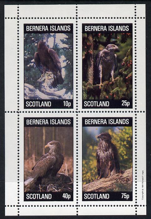 Bernera 1981 Birds of Prey perf  set of 4 values (10p to 75p) unmounted mint, stamps on birds, stamps on birds of prey