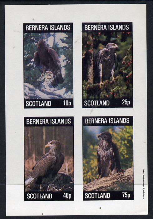 Bernera 1981 Birds of Prey imperf  set of 4 values (10p to 75p) unmounted mint, stamps on birds, stamps on birds of prey