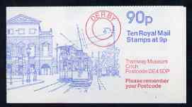 Great Britain 1979 Derby Mechanised Letter Office 90p booklet complete (Tramway Museum, Crich) with Cyl No. 25 no dot, SG FG7, stamps on xxx