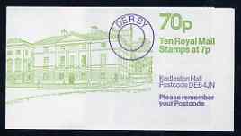 Great Britain 1979 Derby Mechanised Letter Office 70p booklet complete (Kedleston Hall) with Cyl No. 11 dot, SG FD7, stamps on 