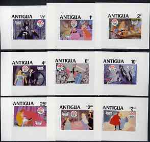 Antigua 1980 Christmas - Disneys Sleeping Beauty - complete set of 9 individual Imperf deluxe Proof sheets in issued colours unmounted mint, stamps on 