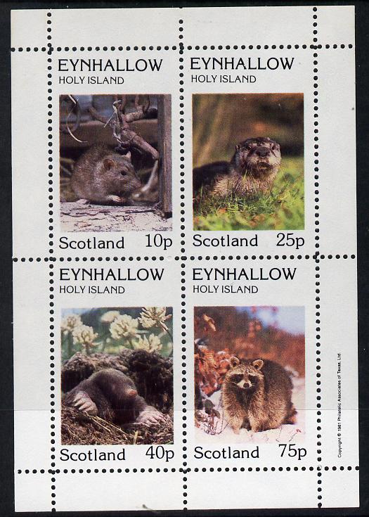 Eynhallow 1981 Animals #02 (Rat, Otter, Mole) perf  set of 4 values (10p to 75p) unmounted mint, stamps on animals     rodents    rats    otters    moles
