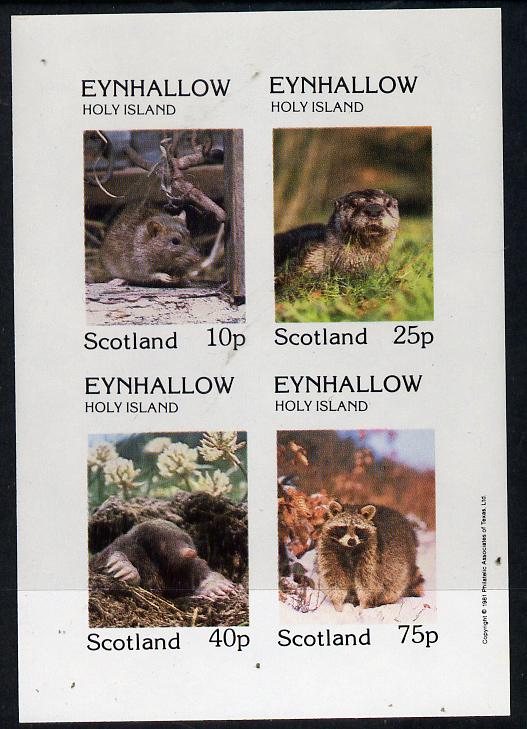Eynhallow 1981 Animals #02 (Rat, Otter, Mole) imperf  set of 4 values (10p to 75p) unmounted mint, stamps on , stamps on  stamps on animals     rodents     rats    otters    mole