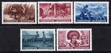 Liechtenstein 1941 Agricultural Propaganda set of 5 lightly mounted mint SG 195-99, stamps on 