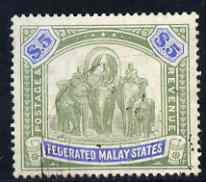 Malaya - Federated Malay States 1904 MCA $5 green & blue well centred very light cancel SG50 cat \A3130, stamps on 