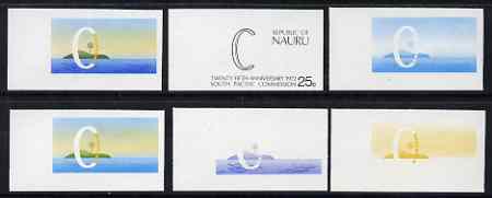 Nauru 1972 South Pacific Commission 25th Anniversary x 6 imperf progressive proofs comprising various individual or combination composites, scarce with only 100 sets having been produced (as SG97), stamps on 