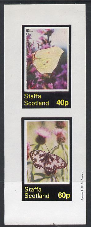 Staffa 1981 Butterflies imperf  set of 2 values (40p & 60p) unmounted mint, stamps on butterflies