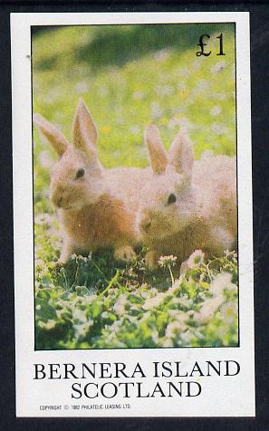Bernera 1982 Rabbits imperf souvenir sheet (Â£1 value) unmounted mint, stamps on animals    rabbits