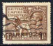 Great Britain 1924 KG5 Wembley Exhibition 1.5d brown fine used with Wembly postmark, SG431, stamps on lions, stamps on  kg5 , stamps on exhibitions