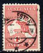 Australia 1913-14 Roo 1d red good used with large flaw in Bight (constant Die II column 1), ragged perfs, SG 2var, stamps on kangaroos, stamps on maps