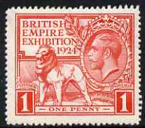 Great Britain 1924 KG5 Wembley Exhibition 1d red mounted mint, SG430, stamps on lions, stamps on  kg5 , stamps on exhibitions
