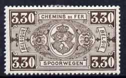 Belgium 1923 Railway Parcels 3f30 brown fine mounted mint, SG P397 , stamps on 