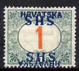 Yugoslavia - Croatia 1918 Postage Due 1f with Hrvatska SHS opt doubled, one inverted mounted mint SG D85var, stamps on 