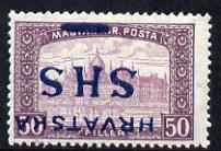 Yugoslavia - Croatia 1918 Parliament 50f with Hrvatska SHS opt inverted mounted mint SG 66var, stamps on 