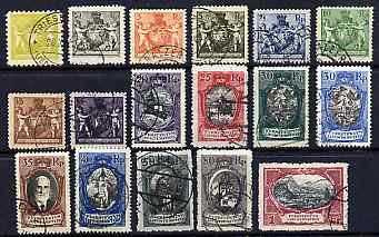 Liechtenstein 1921-24 Swiss Currency set of 17 fine cds used, SG 47-62 & 66, cat \A3160++, stamps on 