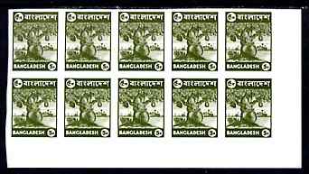 Bangladesh 1976 Jack Fruit 5p unmounted mint IMPERF corner block of 10, SG64a, stamps on fruit