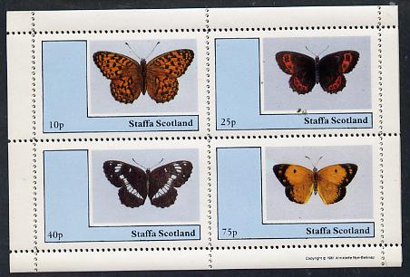 Staffa 1981 Butterflies perf  set of 4 values (10p to 75p) unmounted mint, stamps on butterflies