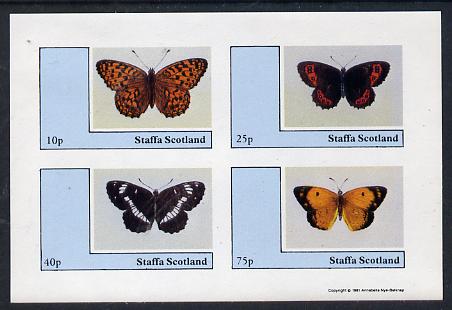 Staffa 1981 Butterflies imperf  set of 4 values (10p to 75p unmounted mint), stamps on butterflies