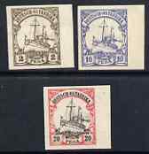 East Africa 1901 Yacht Type set of 3 imperf Forgeries unused (2p, 10p & 20p, latter without gum), stamps on forgery, stamps on forgeries, stamps on ships