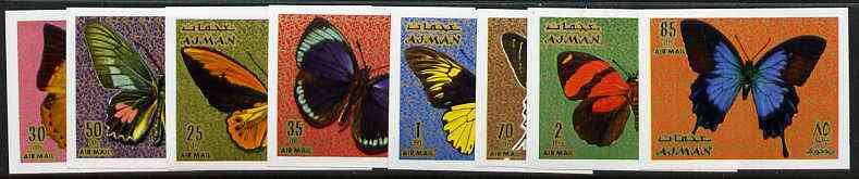 Ajman 1971 Butterflies imperf set of 8 unmounted mint (Mi 747-54B) , stamps on butterflies