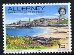 Guernsey - Alderney 1983-93 Corblets Bay & Fort 15p unmounted mint SG A9, stamps on tourism, stamps on forts