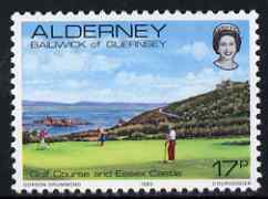 Guernsey - Alderney 1983-93 Golf Course & Castle 17p unmounted mint SG A11, stamps on tourism, stamps on golf, stamps on castles