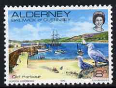 Guernsey - Alderney 1983-93 Old Harbour 18p unmounted mint SG A12, stamps on tourism, stamps on ports