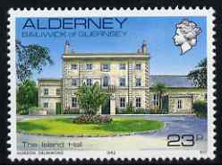 Guernsey - Alderney 1983-93 Island Hall 23p unmounted mint SG A12c, stamps on tourism, stamps on buildings