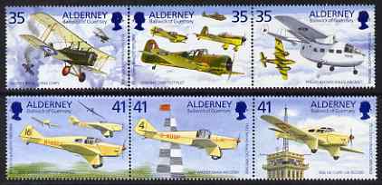 Guernsey - Alderney 1995 Birth Centenary of Tommy Rose (aviator) perf set of 6 unmounted mint SG A78-83, stamps on , stamps on  stamps on personalities, stamps on  stamps on aviation, stamps on  stamps on miles, stamps on  stamps on 