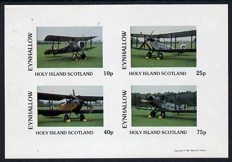 Eynhallow 1981 Bi-Planes #2 imperf  set of 4 values (10p to 75p) unmounted mint, stamps on aviation