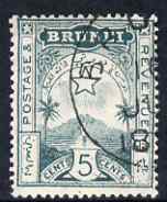 Brunei 1895 Star & Local Scene 5c deep blue-green cds used SG5, stamps on 
