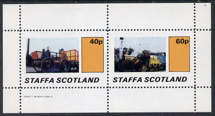 Staffa 1982 Early Steam Locos perf  set of 2 values (40p & 60p) unmounted mint, stamps on railways