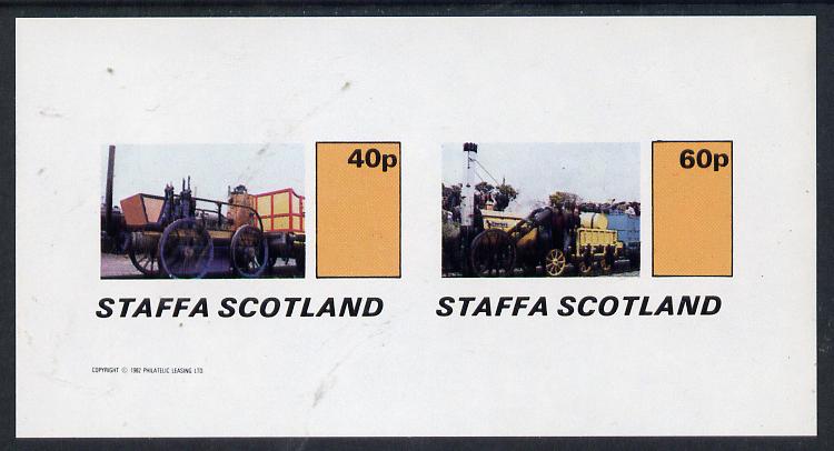Staffa 1982 Early Steam Locos imperf  set of 2 values (40p & 60p) unmounted mint, stamps on , stamps on  stamps on railways