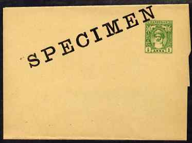 Zanzibar 1899 1a postal stationery wrapper opt\D5d SPECIMEN, fine, stamps on 